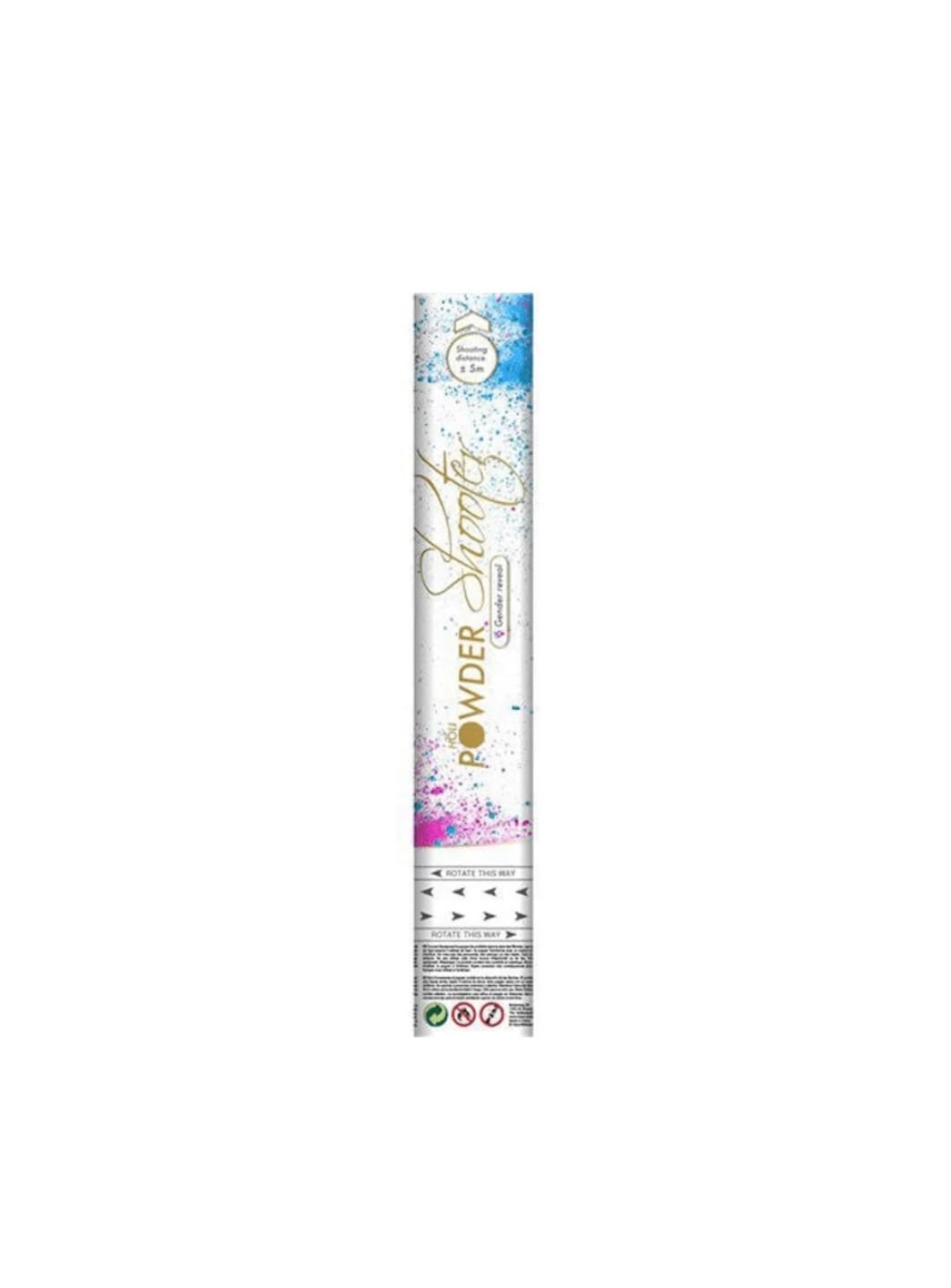 Roze poeder kanon van 30 cm voor een gender reveal feestje