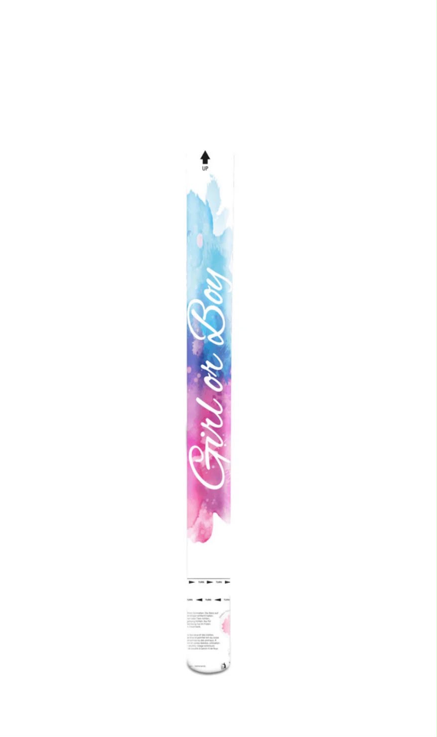Gender reveal confetti kanon met blauwe confetti, 60 cm lang